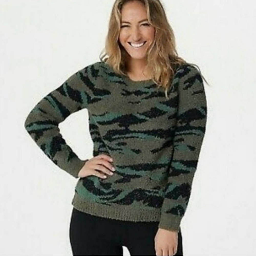 Barefoot Dreams CozyChic Sweater in Camouflage Earth Tones
